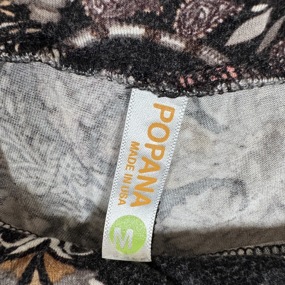 Popana Paisley Palazzo Pants Medium Black Multi Wide Leg Stretch Made in USA - Picture 3 of 8